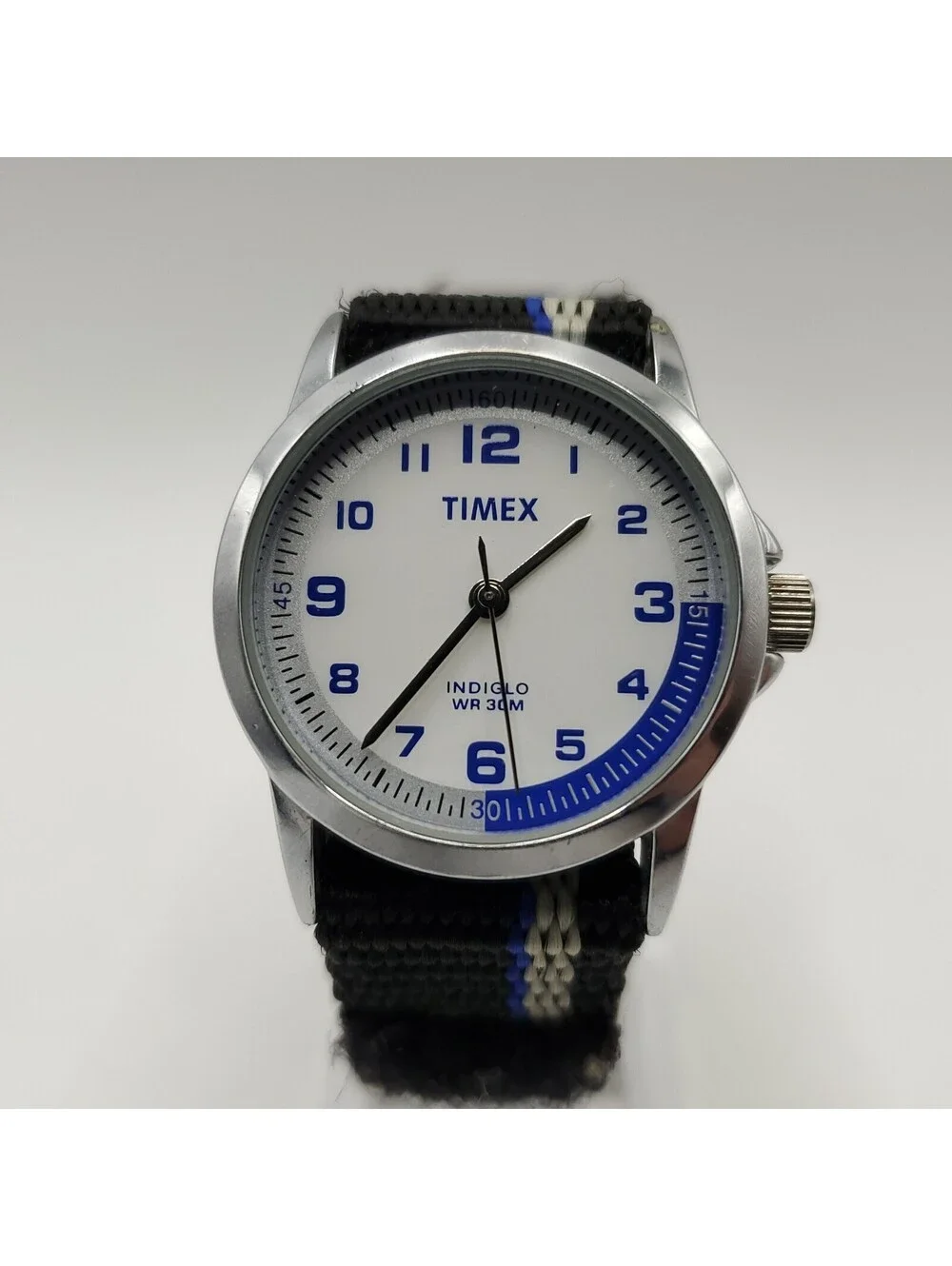 Timex Indiglo Blue Indicator 30mm Womens Watch White Dial New Battery